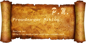 Pressburger Miklós névjegykártya