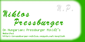 miklos pressburger business card
